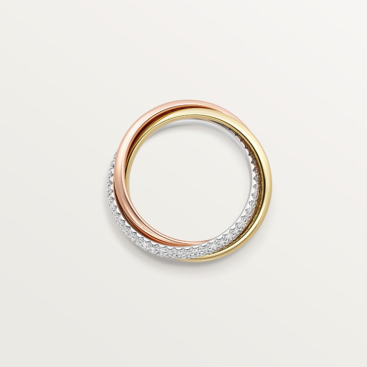 Bague Trinity, modèle classique, semi-pavée