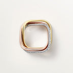 Bague Trinity, de forme coussin, modèle classique, pavée