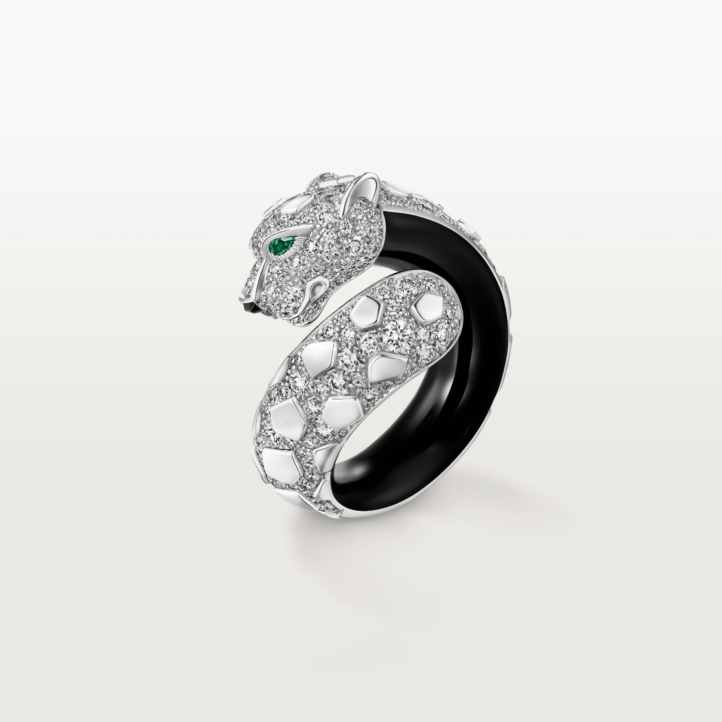 Bague Panthère de Cartier, laque noire, pavée