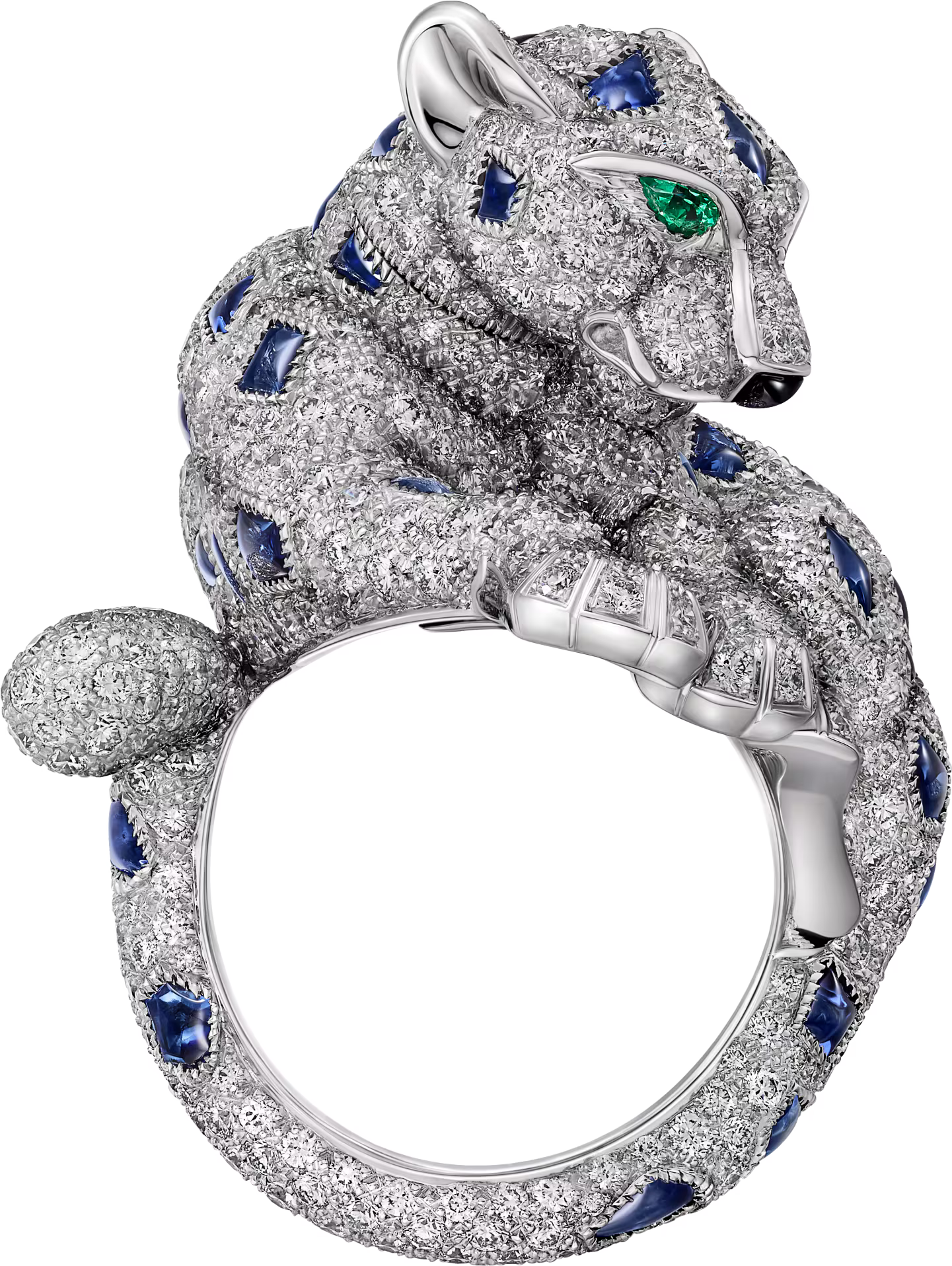 Bague Panthère de Cartier, saphir, pavée