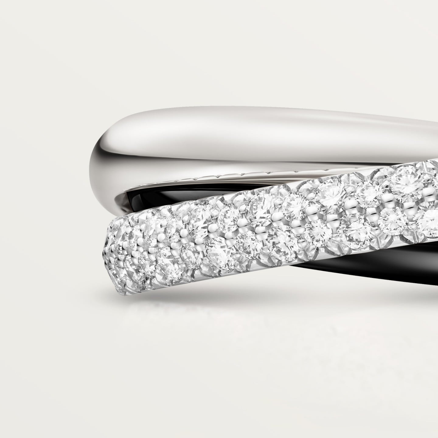 Bague Trinity, céramique, petit modèle, semi-pavée