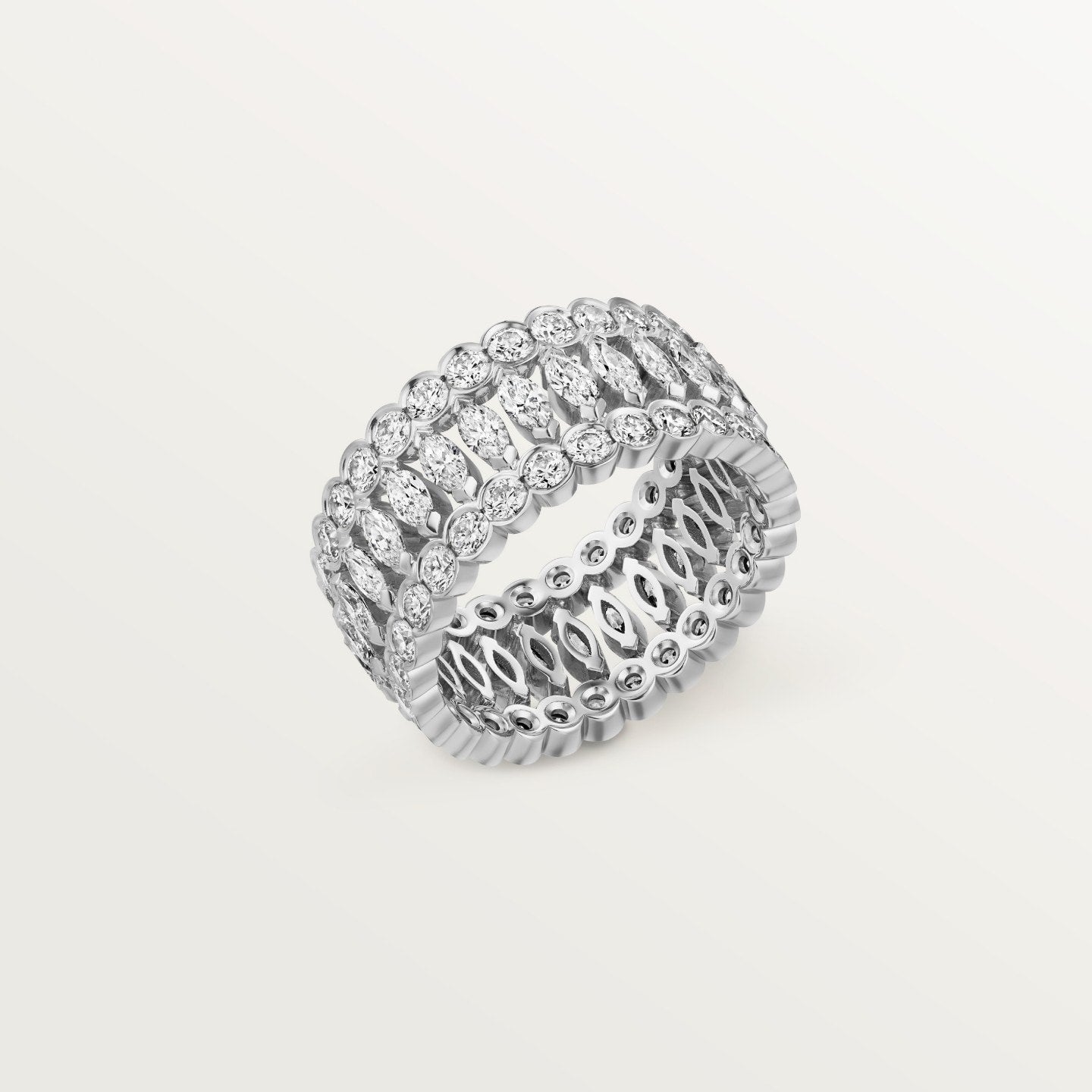 Bague Broderie de Cartier, trois rangs, diamants