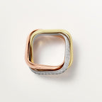 Bague Trinity, de forme coussin, grand modèle, semi-pavée