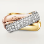 Bague Trinity, de forme coussin, grand modèle, semi-pavée