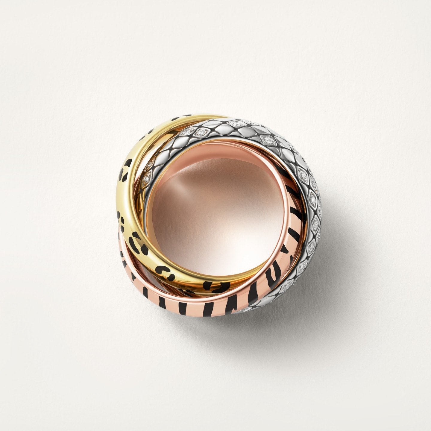 Bague Trinity, laque, semi-pavée