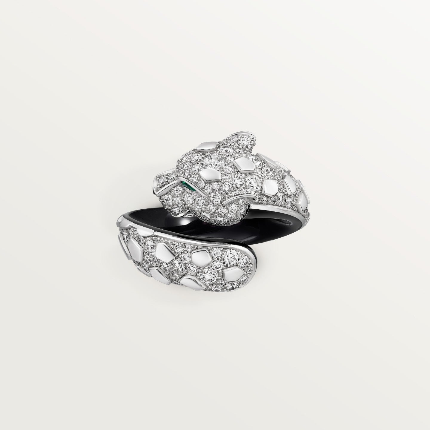 Bague Panthère de Cartier, laque noire, pavée