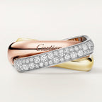Bague Trinity, de forme coussin, modèle classique, pavée