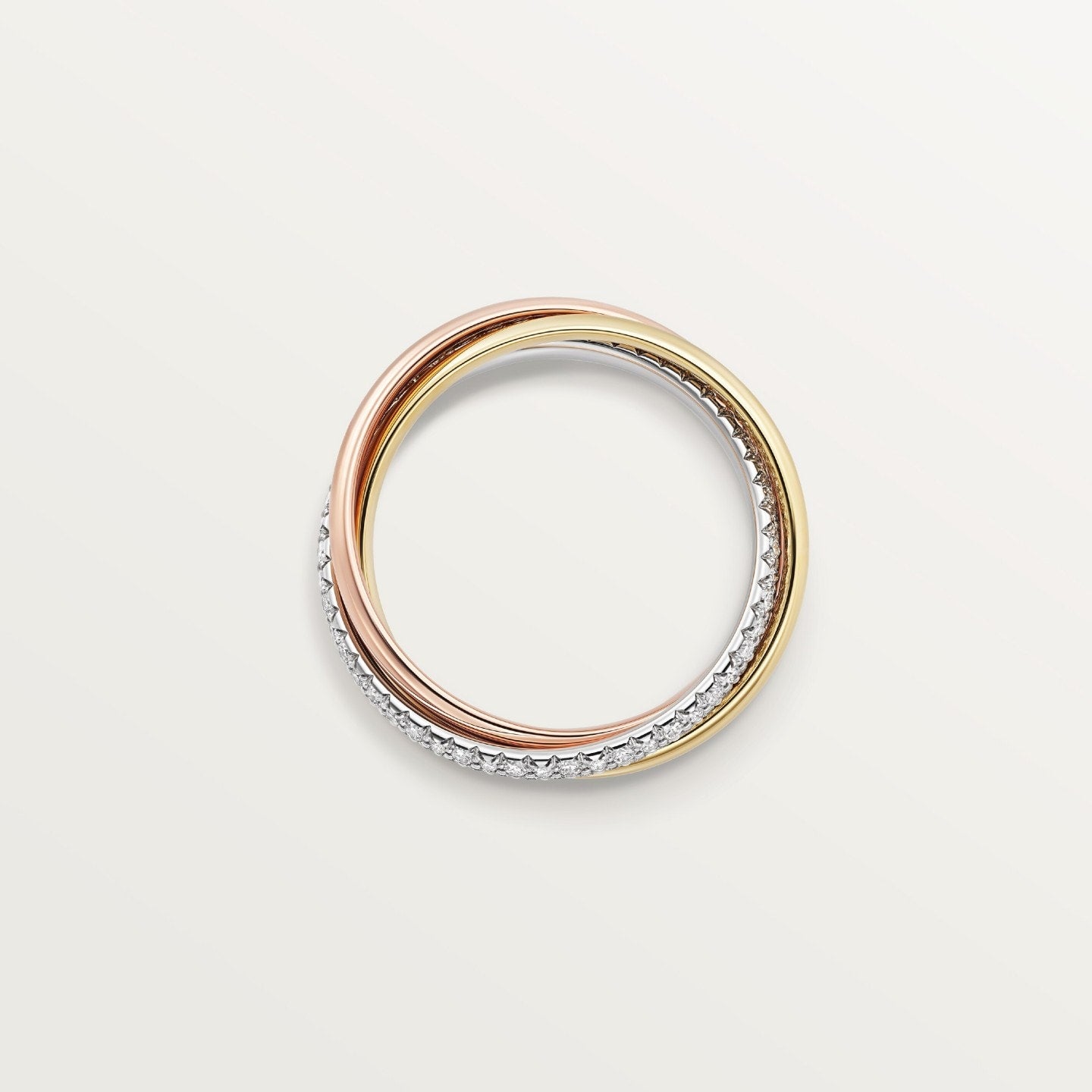 Bague Trinity, petit modèle, semi-pavée
