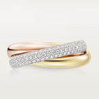 Bague Trinity, modèle classique, semi-pavée