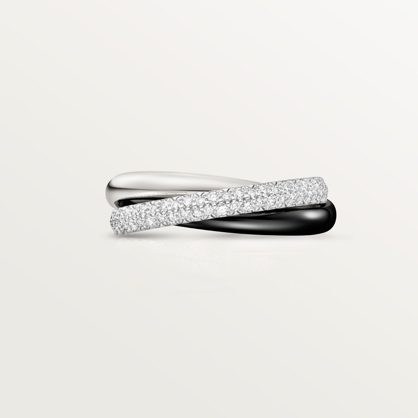 Bague Trinity, céramique, petit modèle, semi-pavée