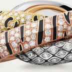 Bague deux doigts Trinity, laque, pavée