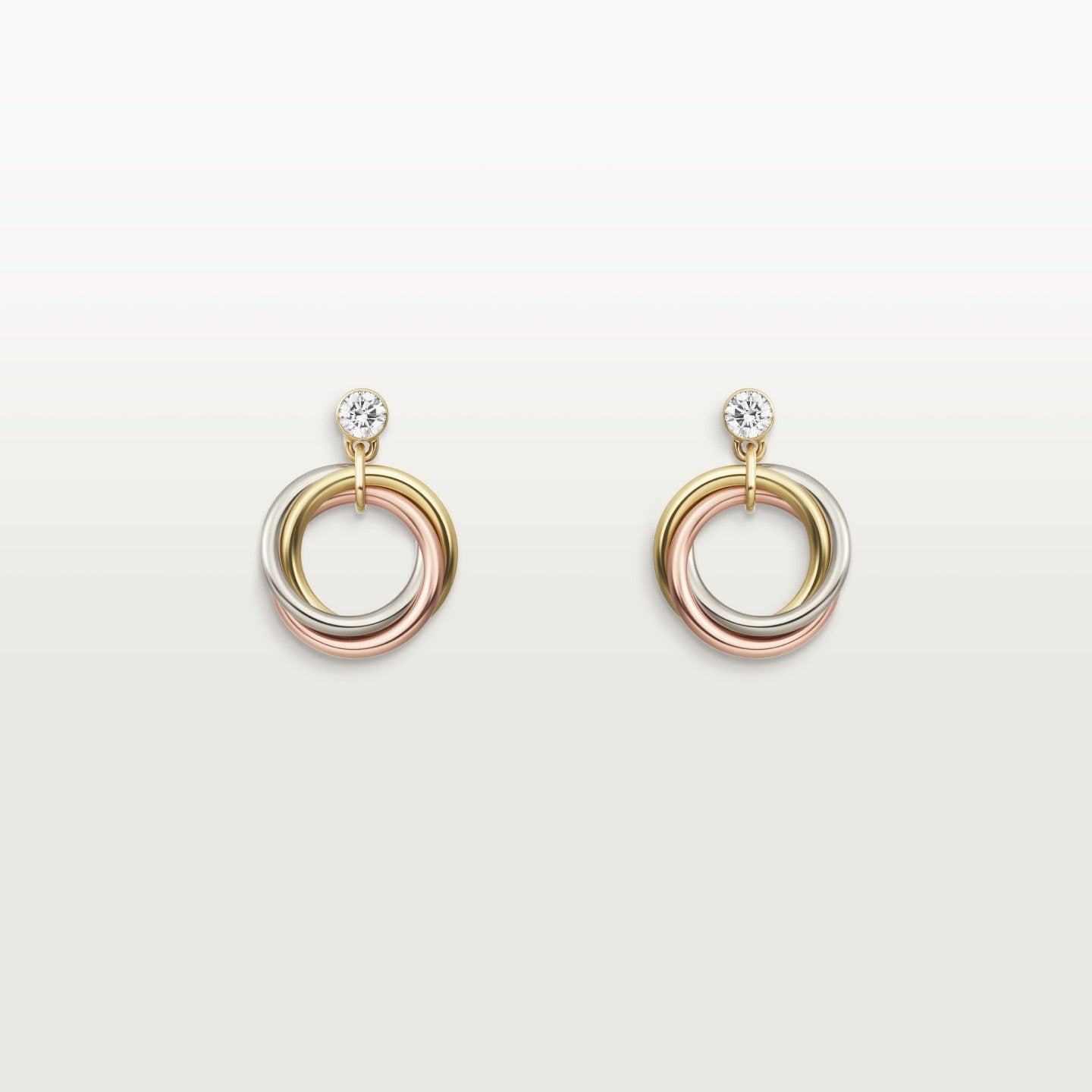 Boucles d'oreilles Trinity, diamants taille brillant