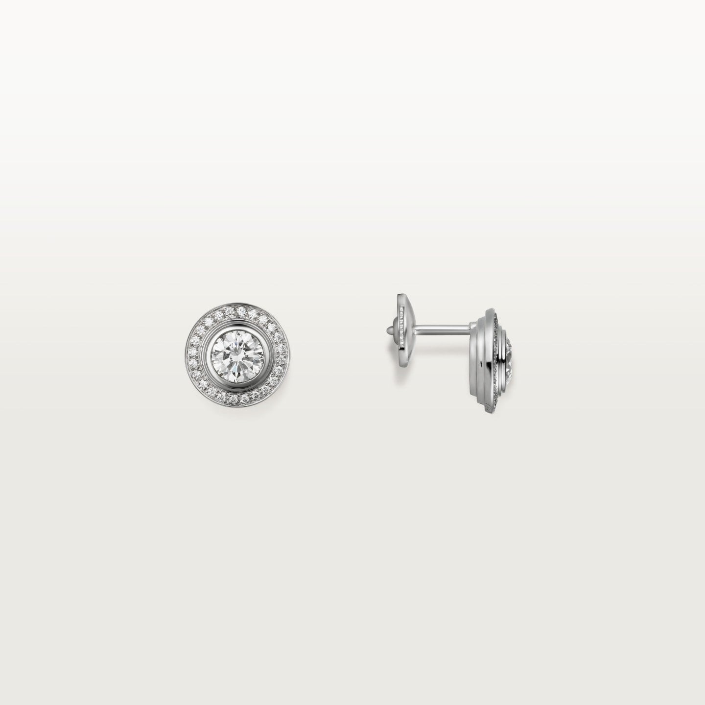 Puces d'oreilles Cartier d'Amour, 2 diamants taille brillant, pavées