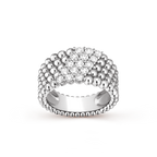 Bague Perlée diamants, 5 rangs