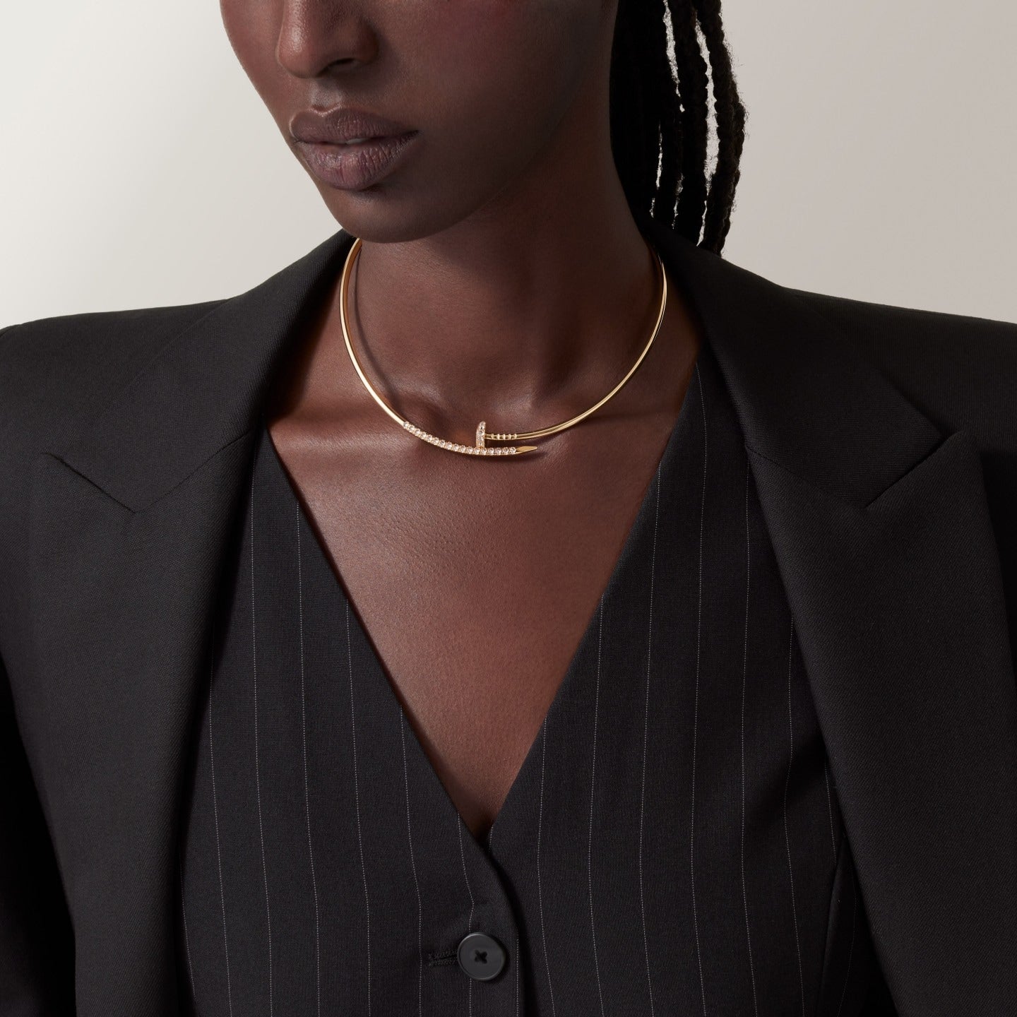 Collier torque Juste un Clou, petit modèle, diamants serti inversé