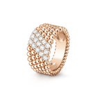 Bague Perlée diamants, 5 rangs