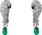 Boucles d'oreilles Faune et Flore de Cartier, gouttes émeraude, pavées