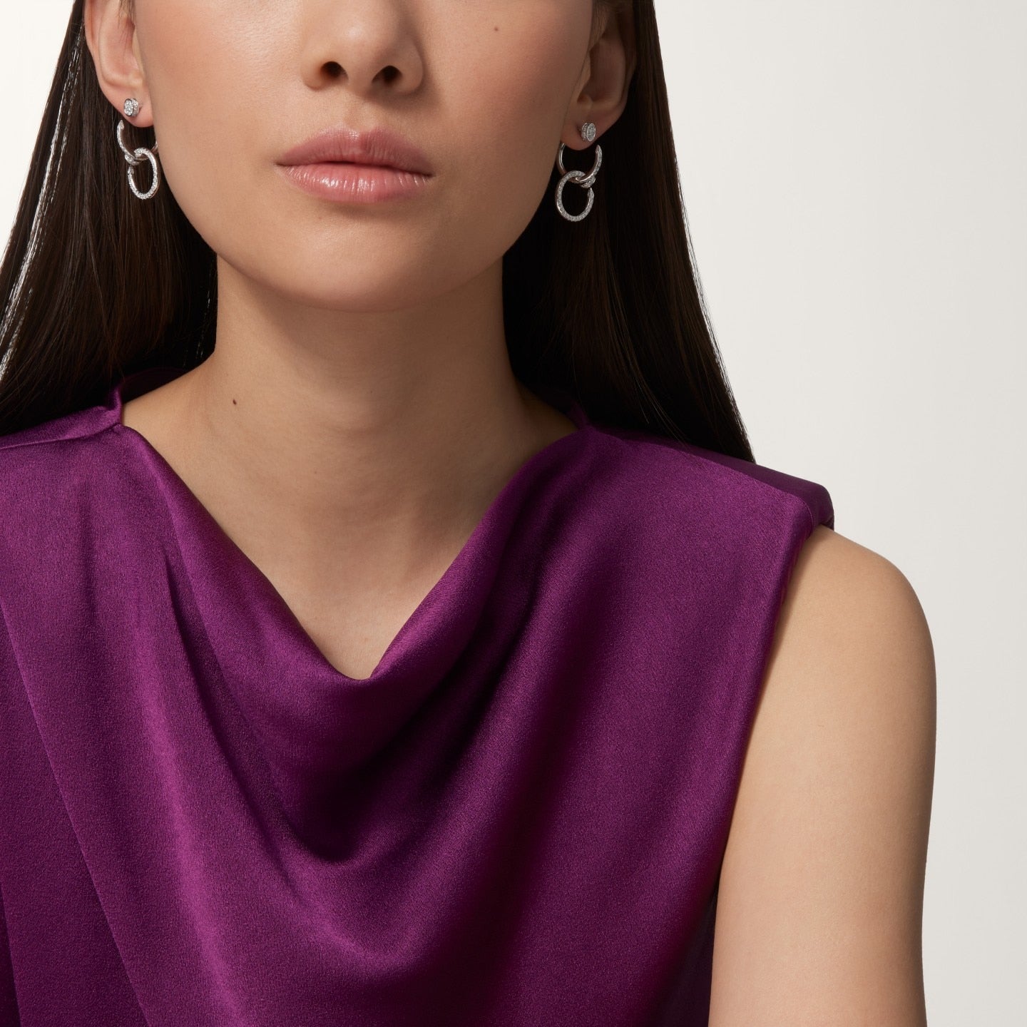 Boucles d'oreilles Juste un Clou, double, semi-pavées
