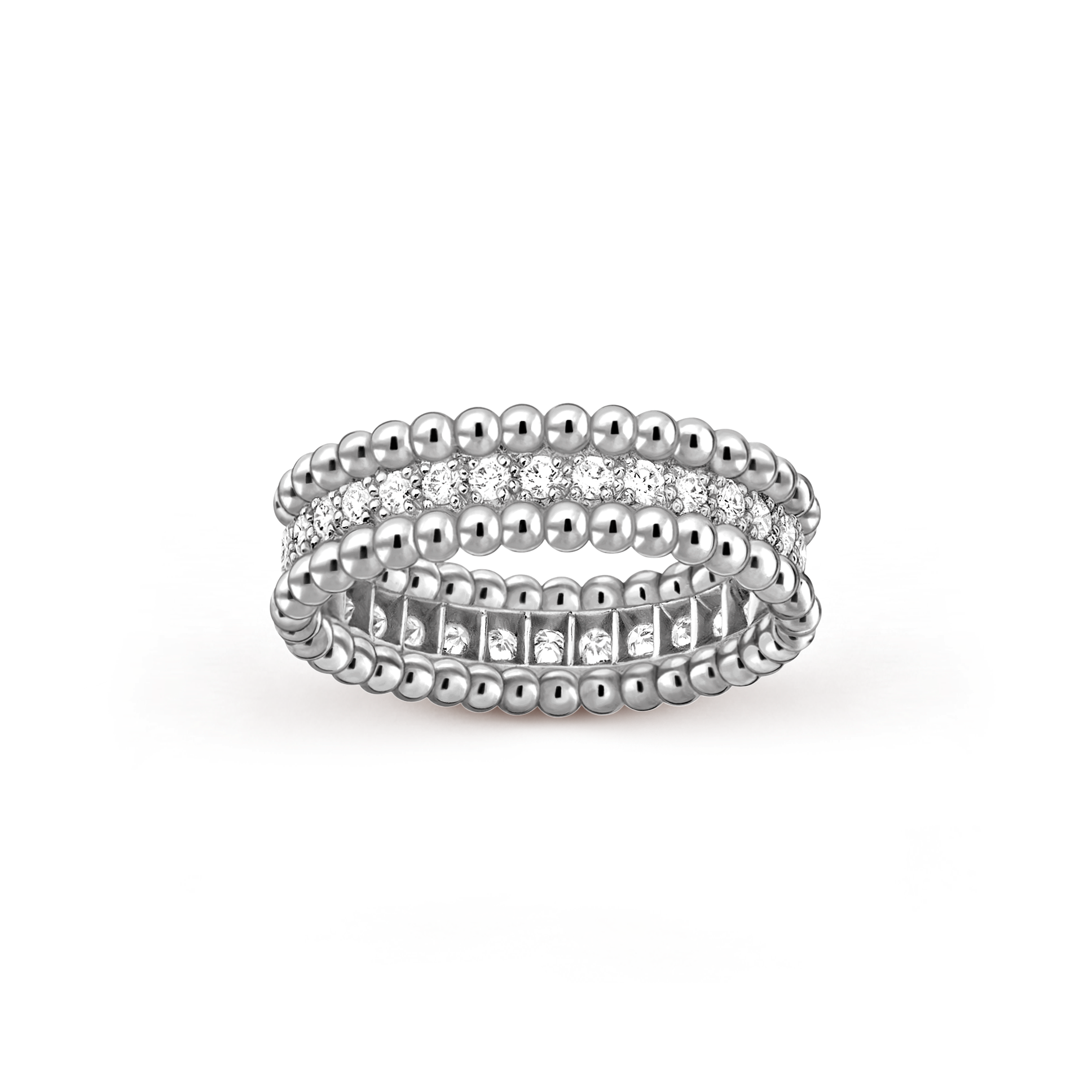 Bague Perlée diamants, 1 rang