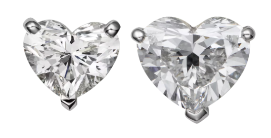 Puces d'oreilles 1895, 2 diamants taille cœur