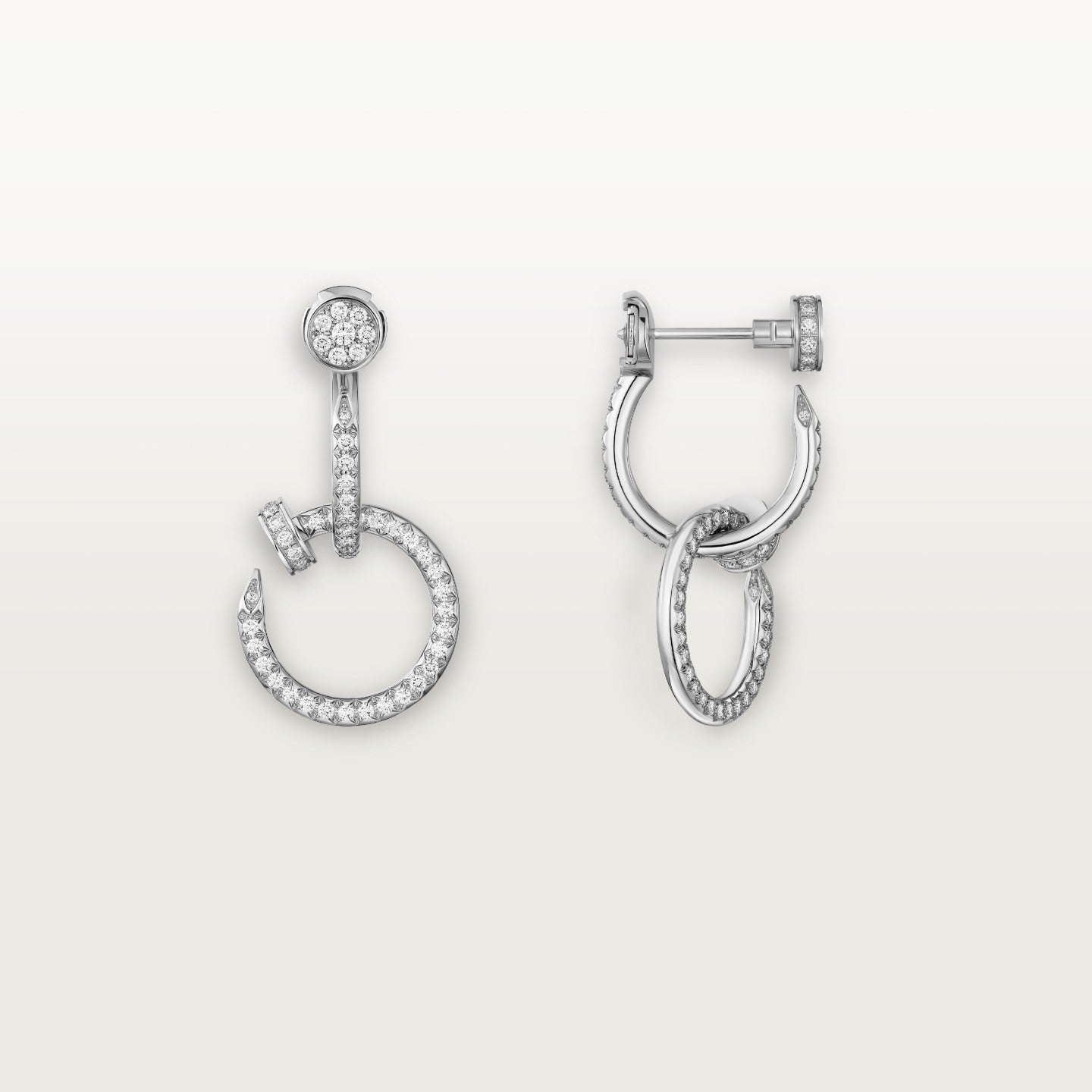 Boucles d'oreilles Juste un Clou, double, semi-pavées