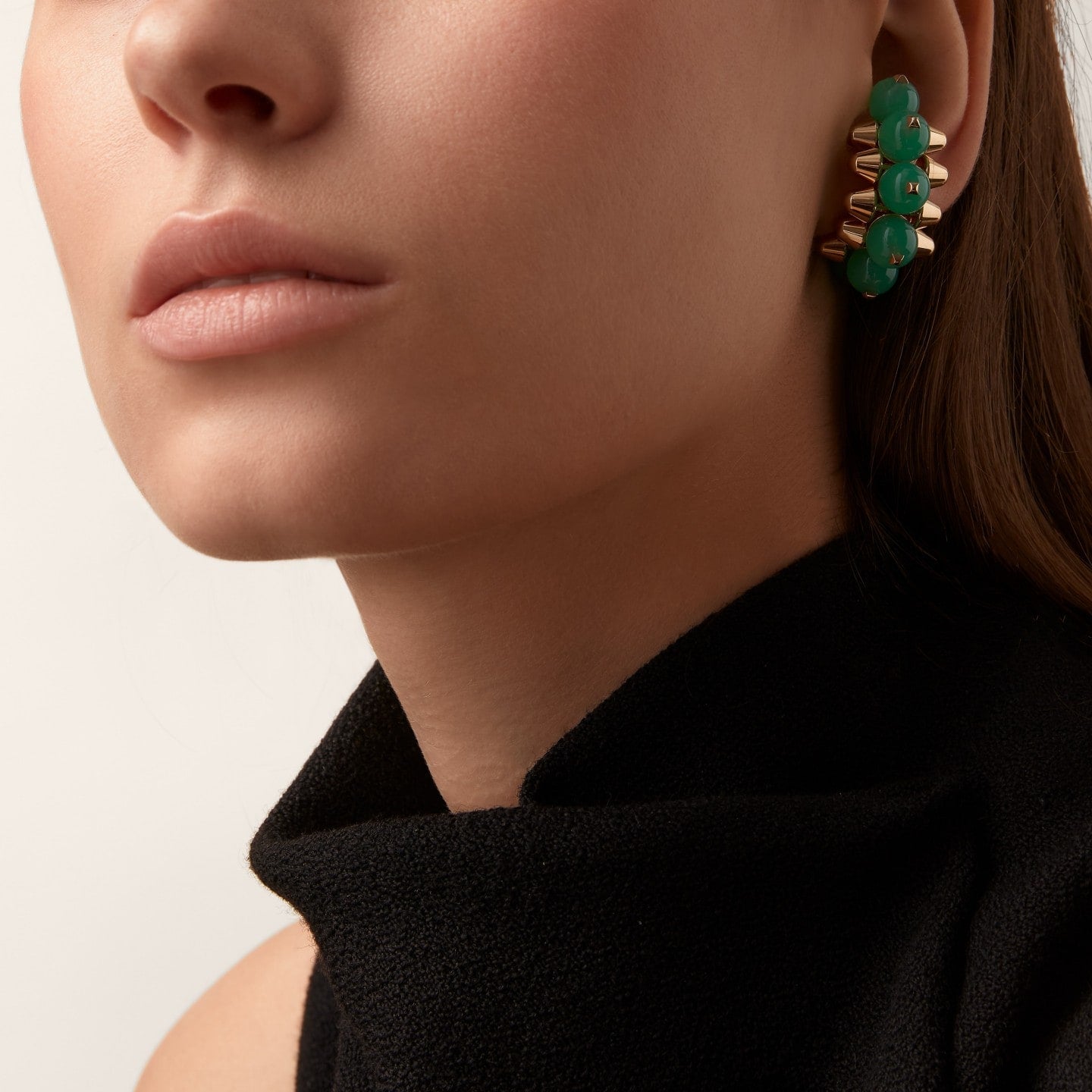 Mono boucle d'oreille Clash de Cartier, chrysoprase, modèle extra-large