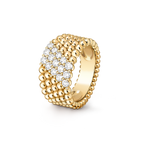 Bague Perlée diamants, 5 rangs