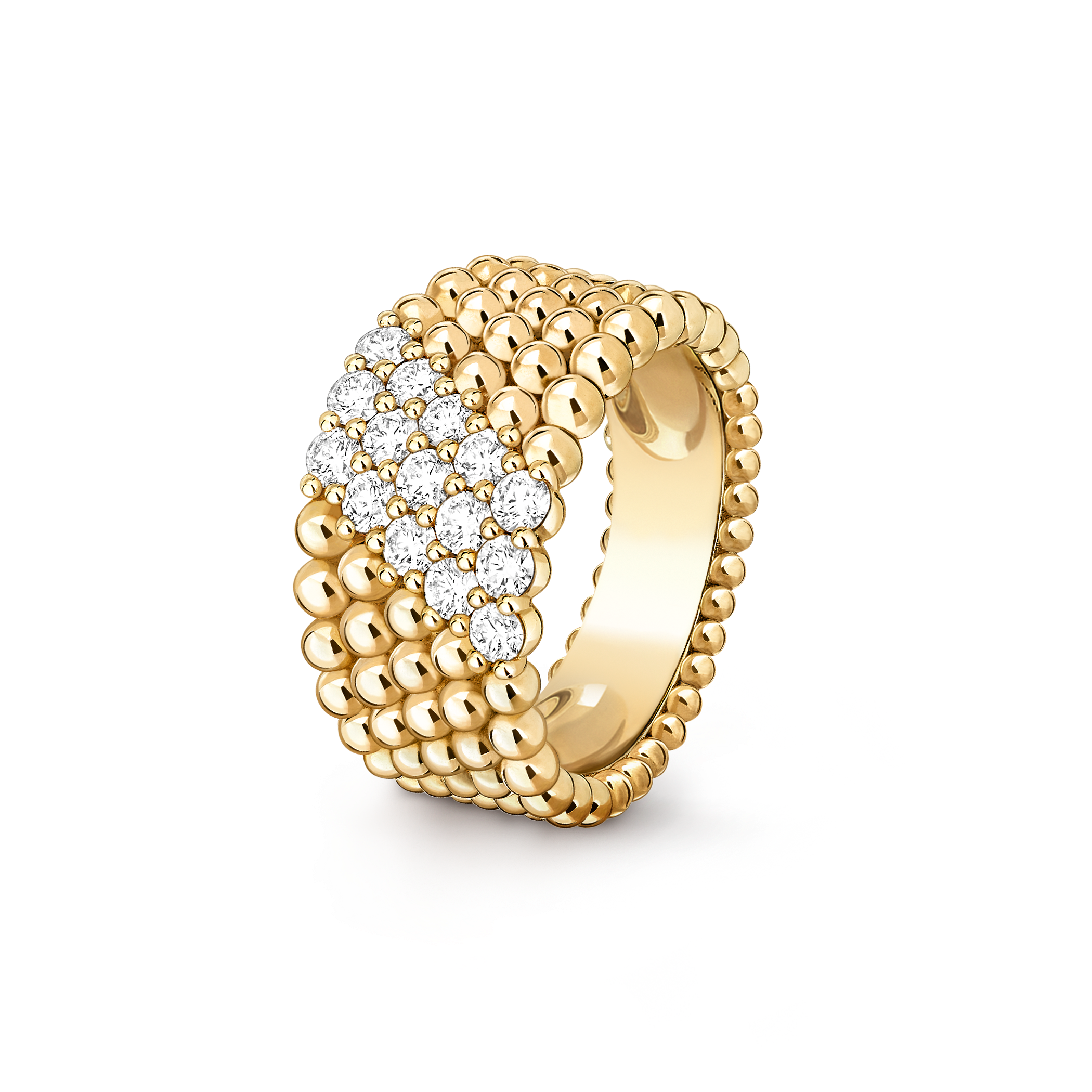 Bague Perlée diamants, 5 rangs