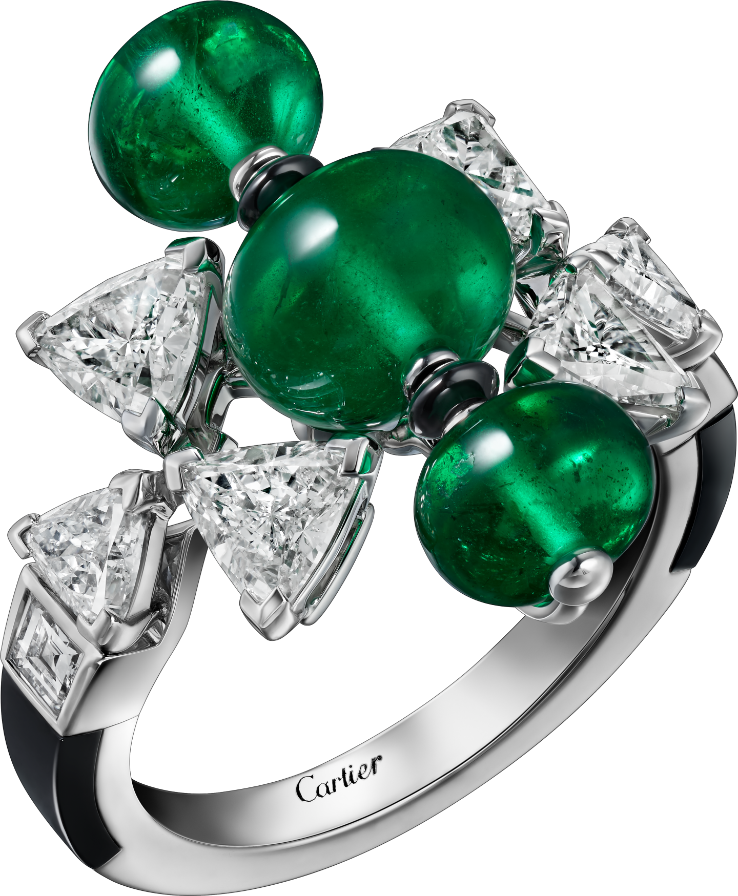 Bague En Equilibre, émeraude, pavé