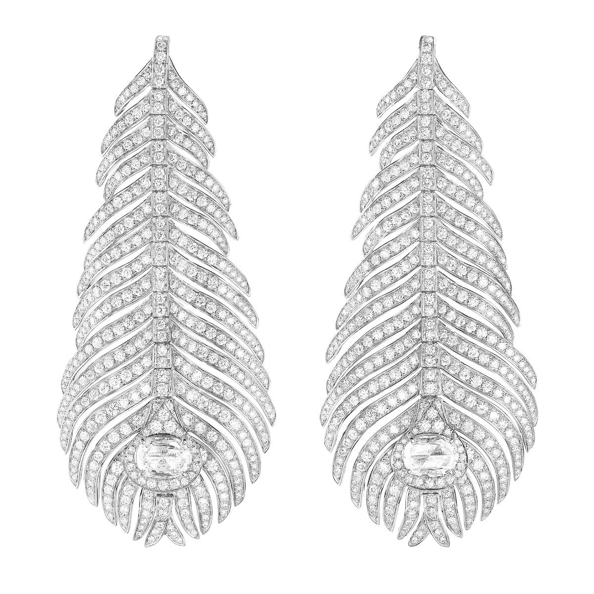 Pendants d'oreilles plume de paon
