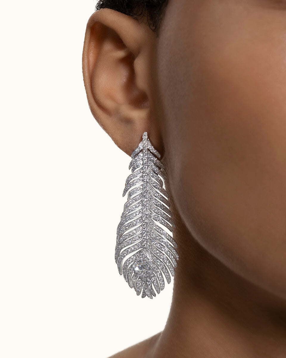 Pendants d'oreilles plume de paon