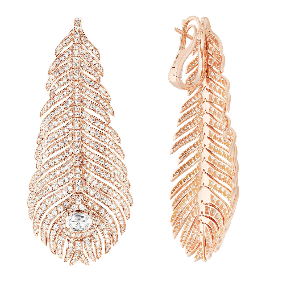 Pendants d'oreilles plume de paon