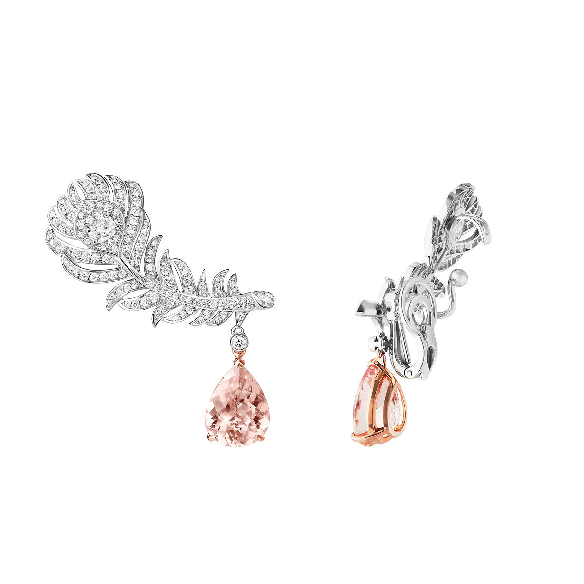 Clips d'oreilles plume de paon