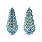 Pendants d'oreilles plume de paon