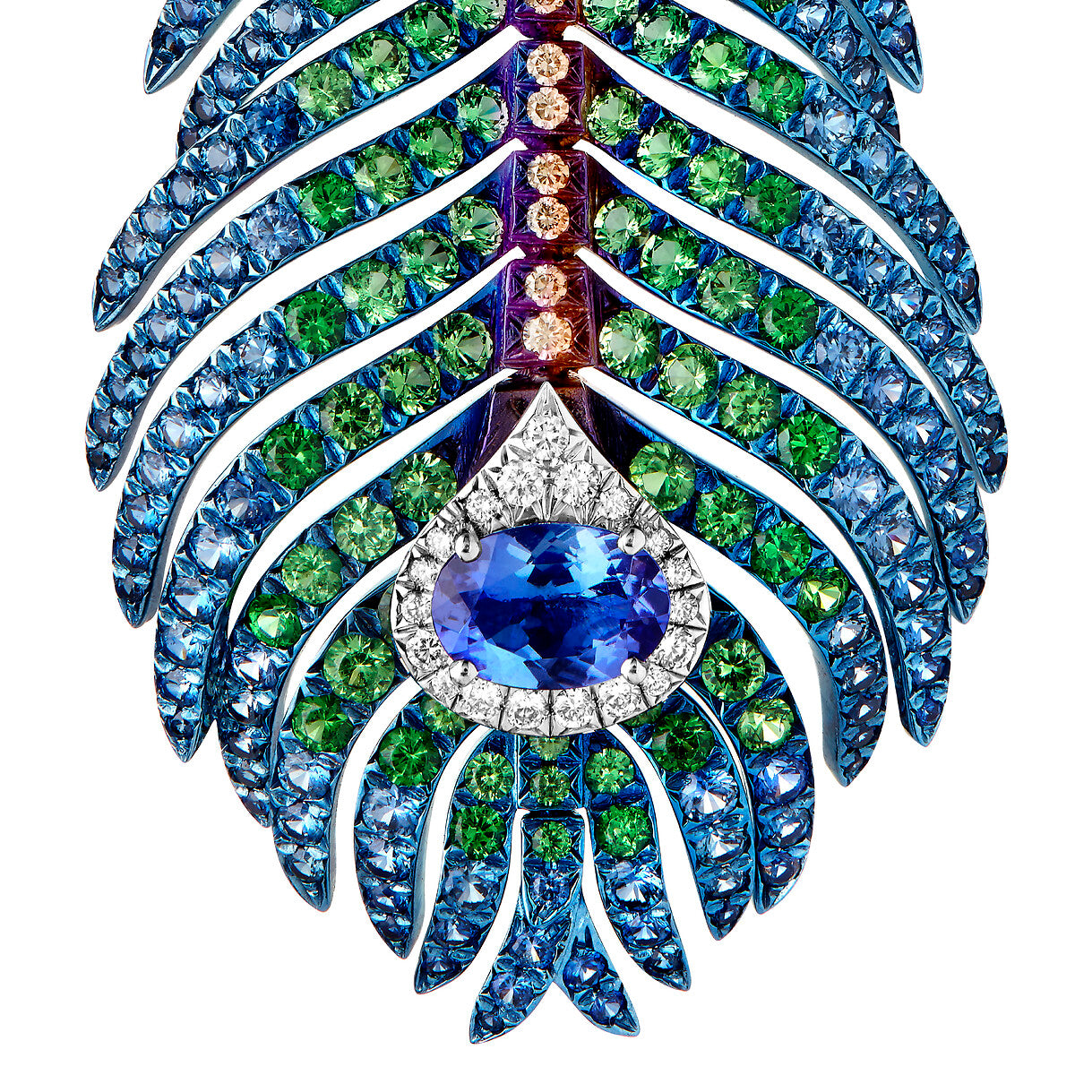 Pendants d'oreilles plume de paon