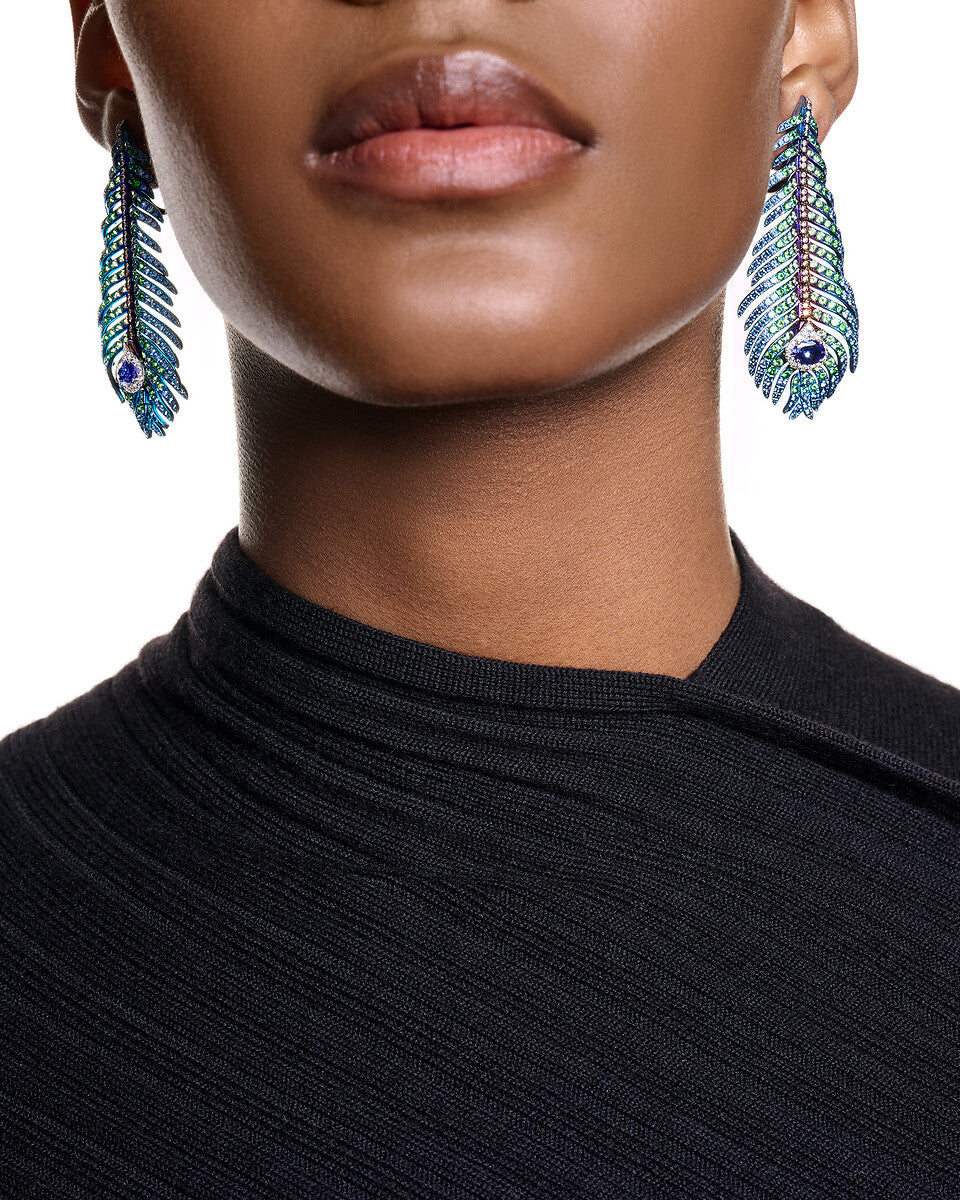 Pendants d'oreilles plume de paon