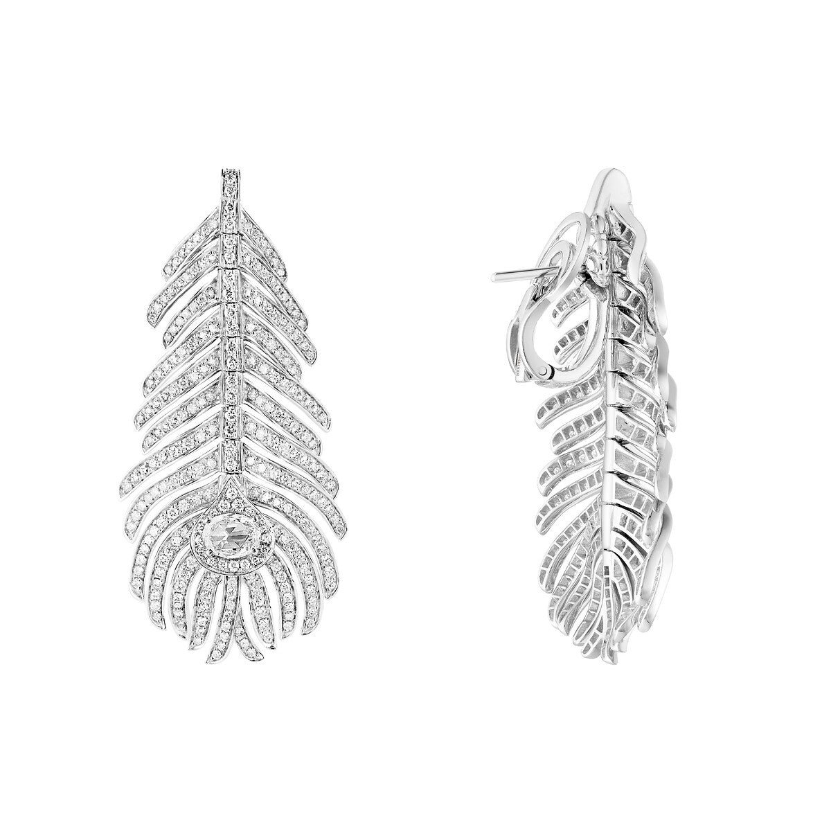 Pendants d'oreilles plume de paon, moyen modèle