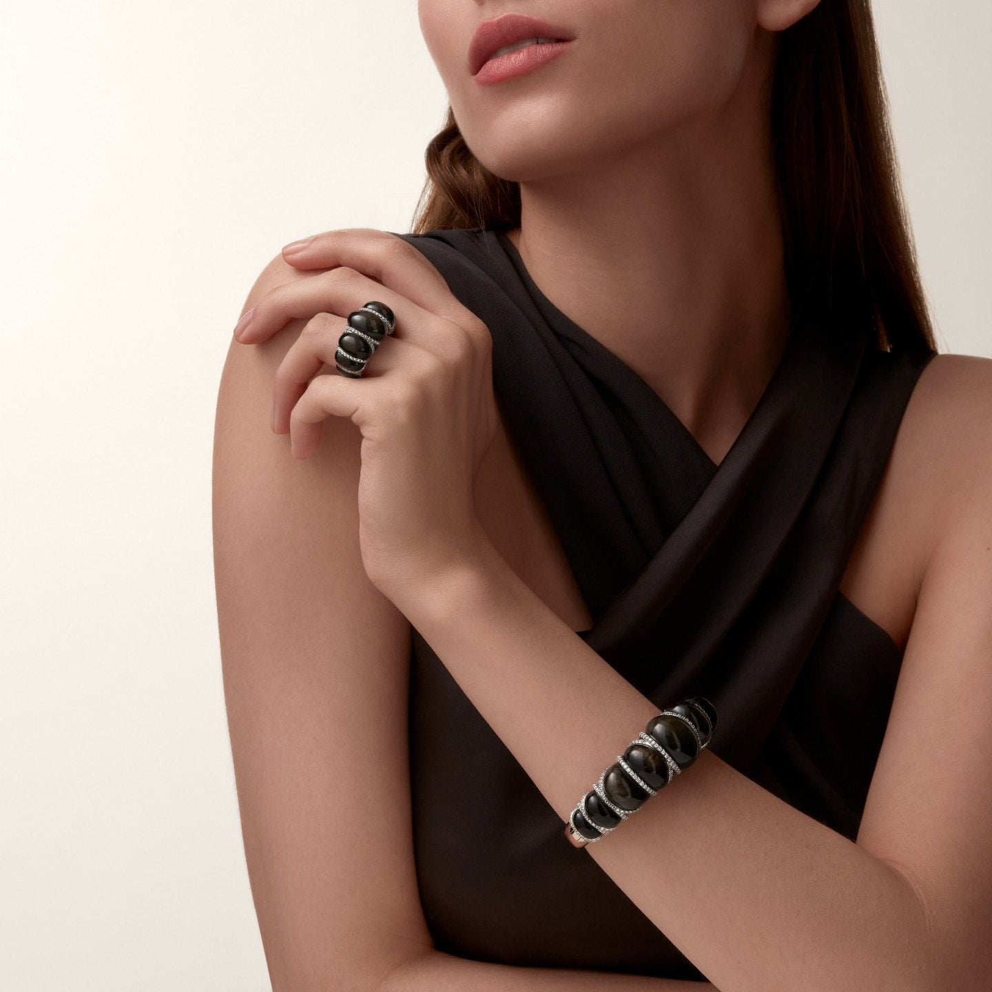 Bracelet Cartier Libre Tressage, obsidienne, diamants