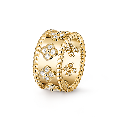 Bague Perlée trèfles, petit modèle