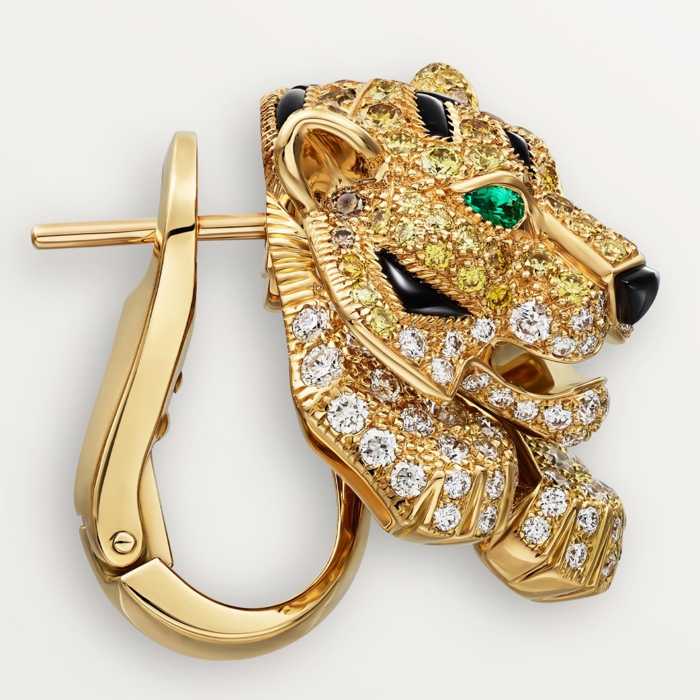 Boucles d'oreilles Faune et Flore de Cartier, diamants jaunes, oranges et bruns, pavées