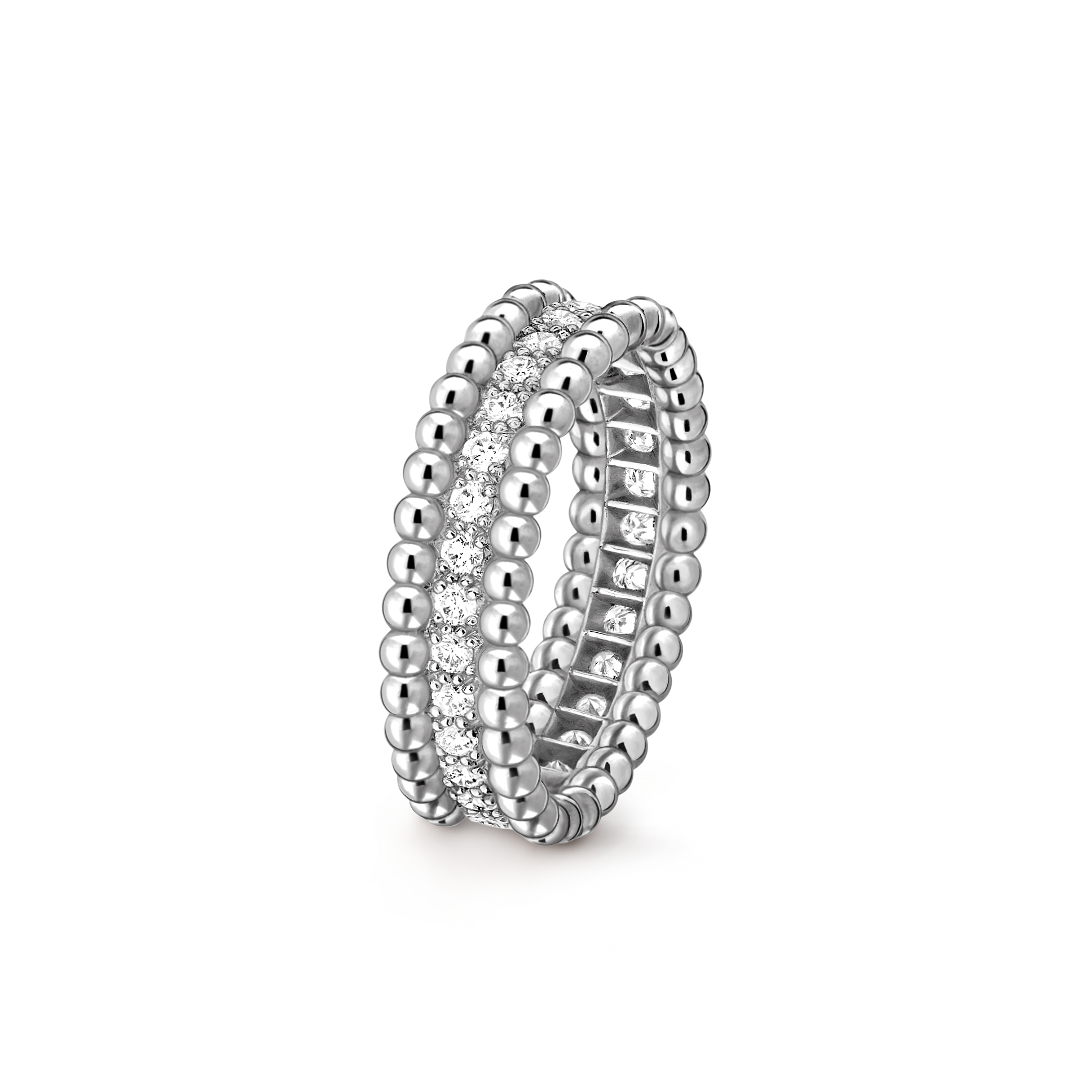 Bague Perlée diamants, 1 rang