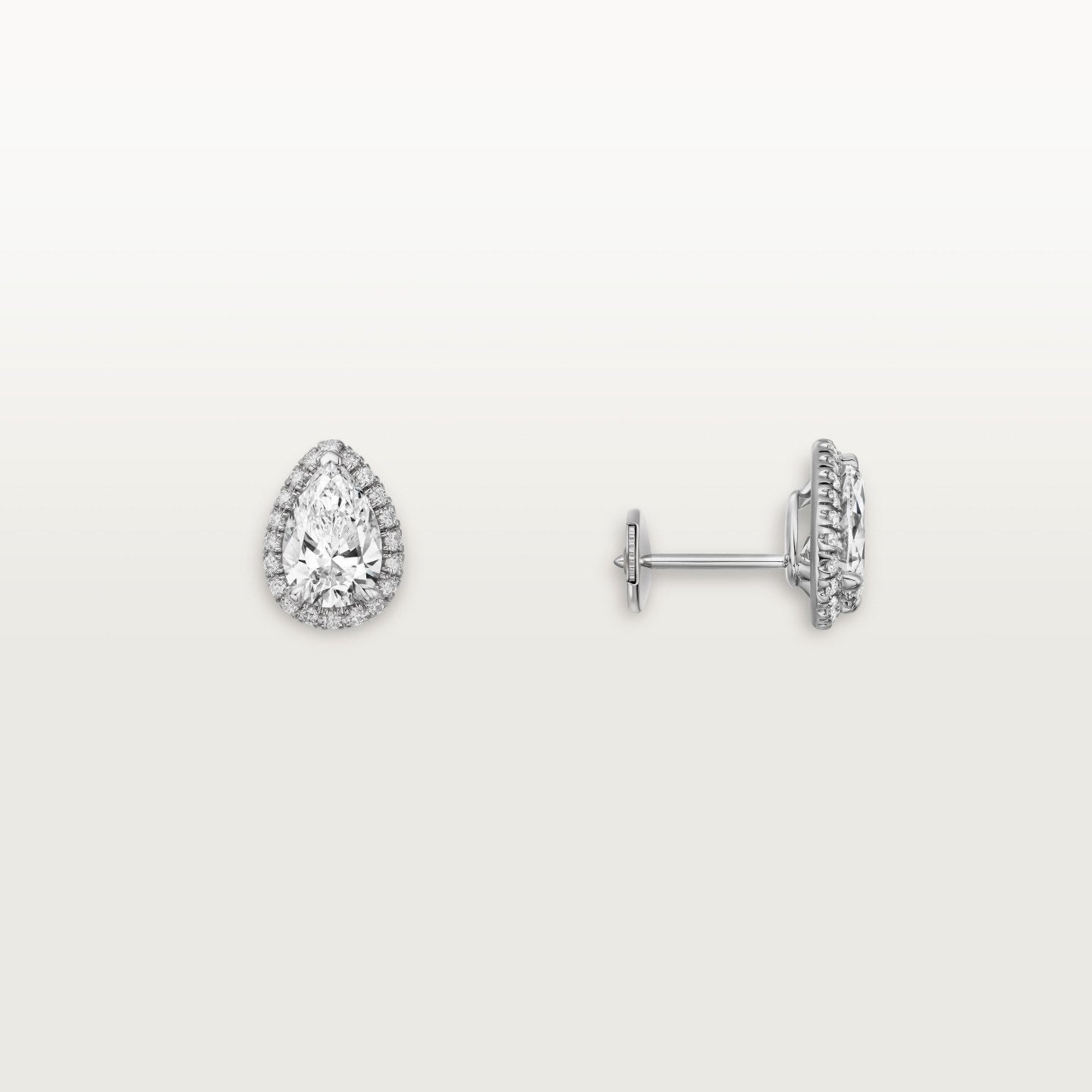 Puces d'oreilles Cartier Destinée, 2 diamants taille poire, pavées