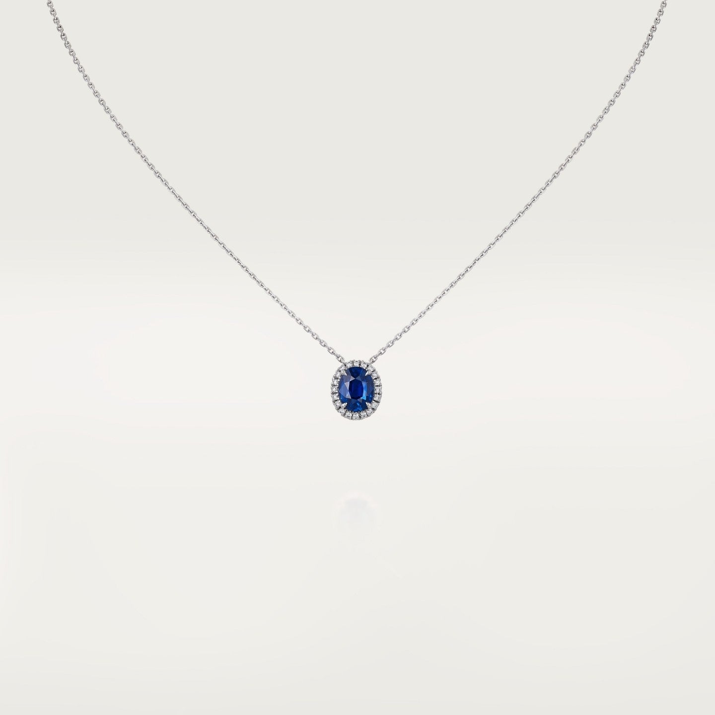 Pendentif Cartier Destinée, saphir taille ovale, pavé