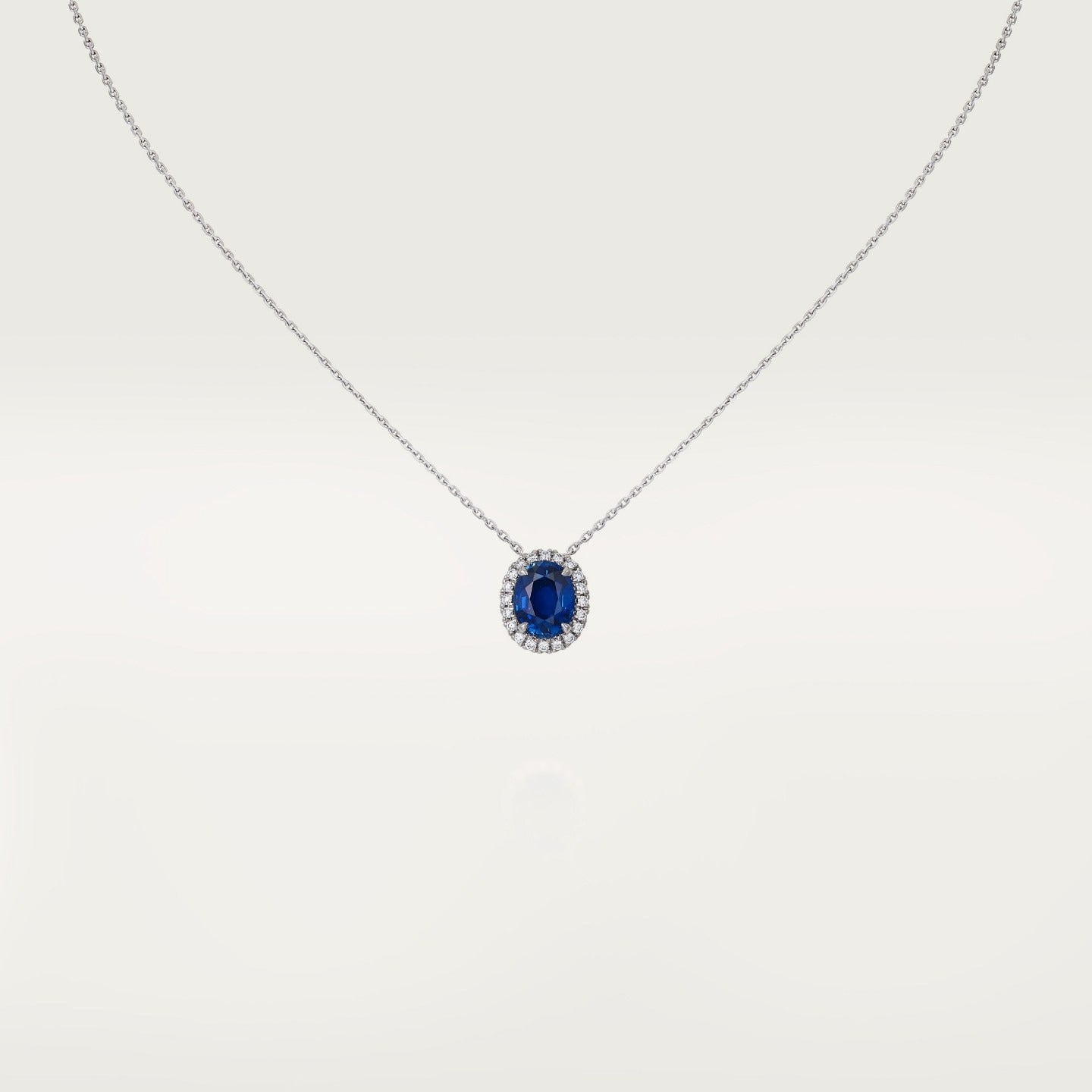 Pendentif Cartier Destinée, saphir taille ovale, pavé