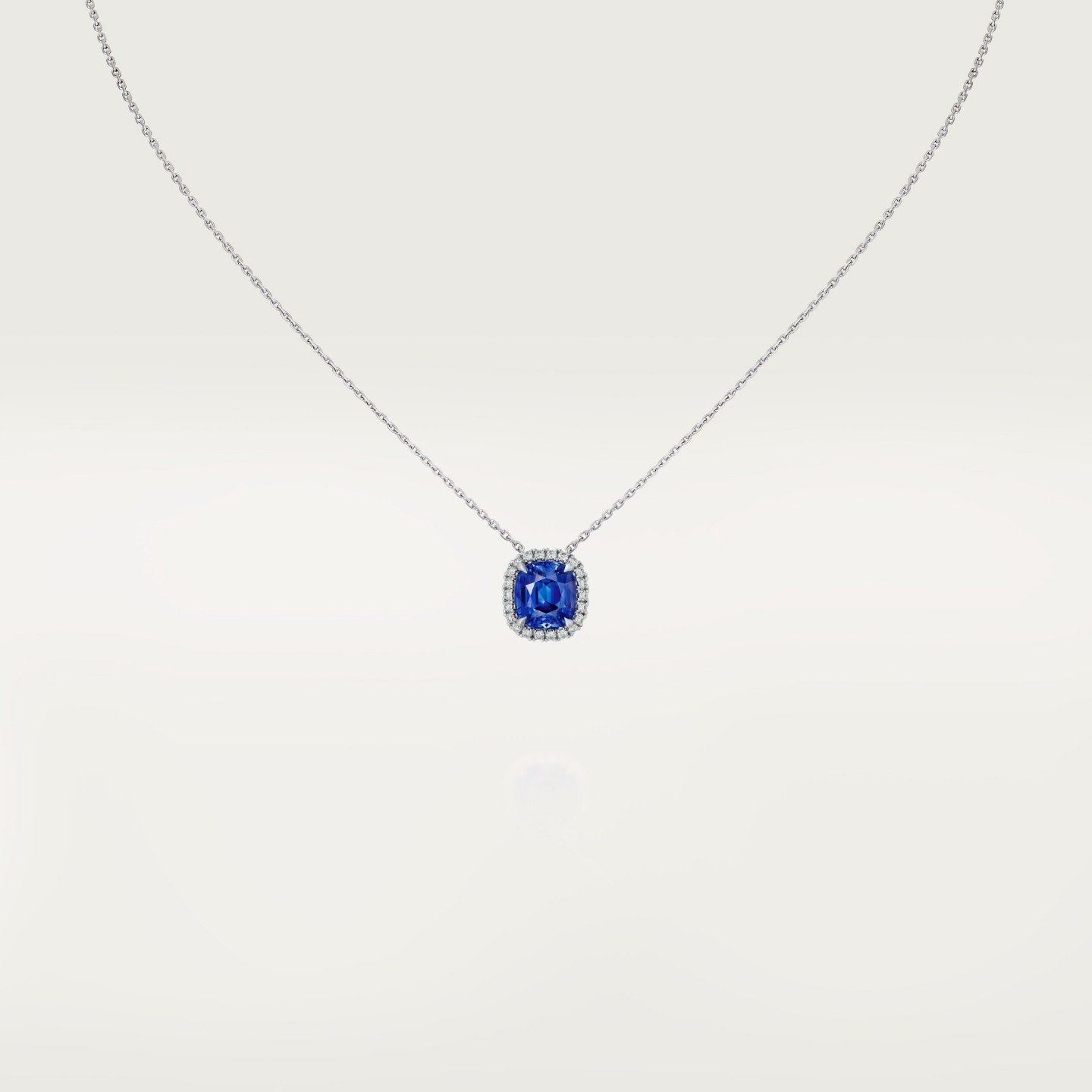 Pendentif Cartier Destinée, saphir taille coussin, pavé