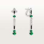 Boucles d'oreilles En Equilibre, émeraude, pavé