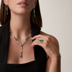 Collier En Equilibre, émeraude, pavé