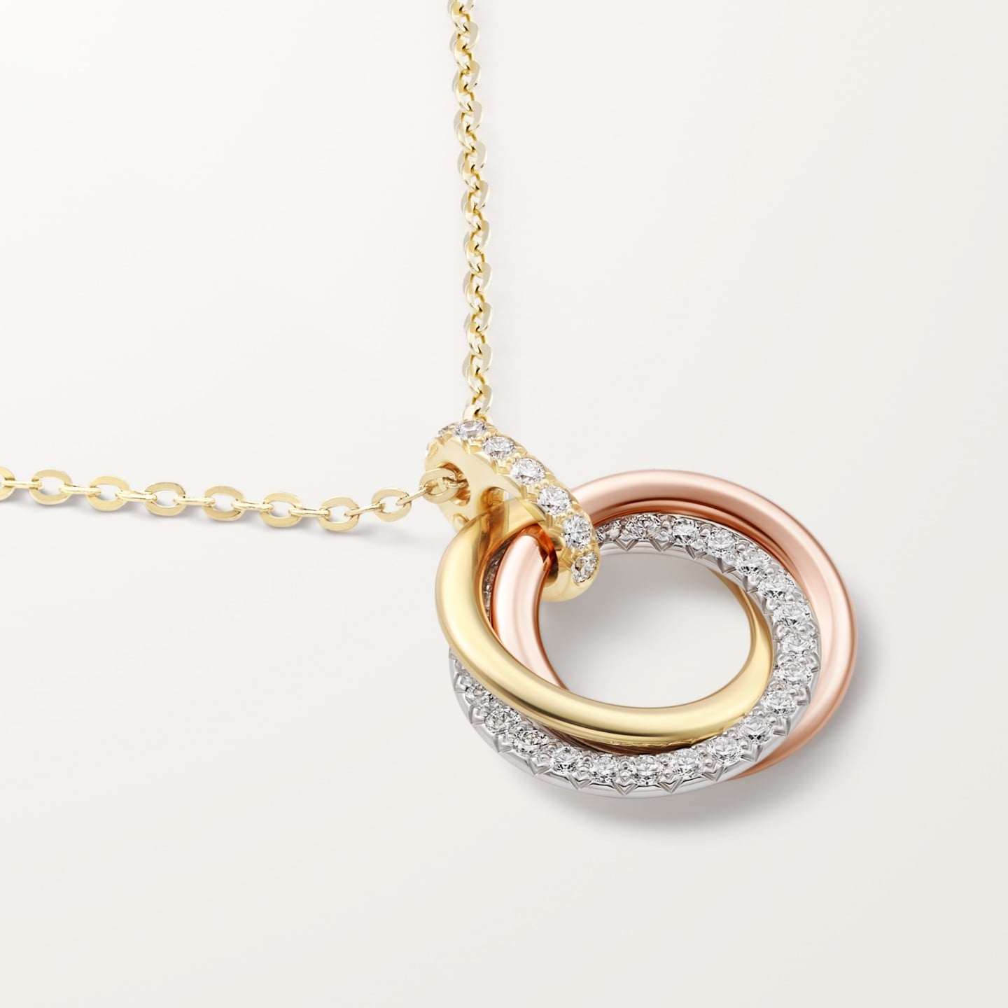 Pendentif Trinity, petit modèle, semi-pavé