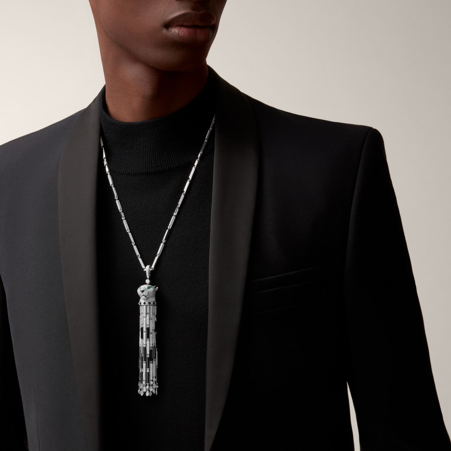 Sautoir Panthère de Cartier, onyx , multiporté, grand modèle, pavé