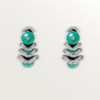 Boucles d'oreilles Géometrie & Contrastes, chrysoprase, pavées